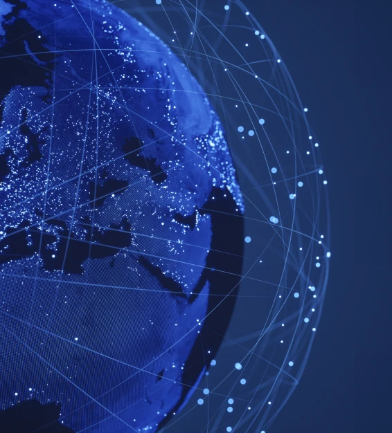 Global network visualization in blue tones