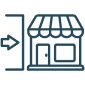 Storefront icon with arrow