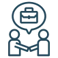 Partnership agreement symbol with speech bubble