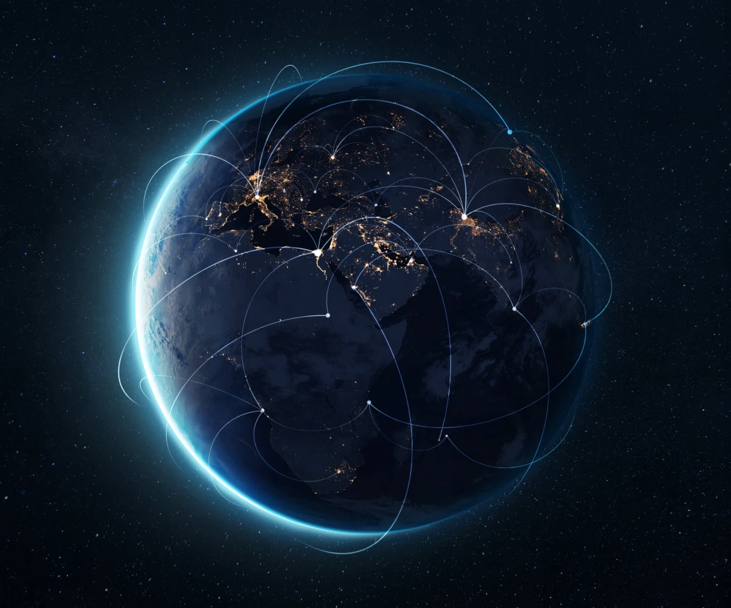 Planet Earth with illuminated cities